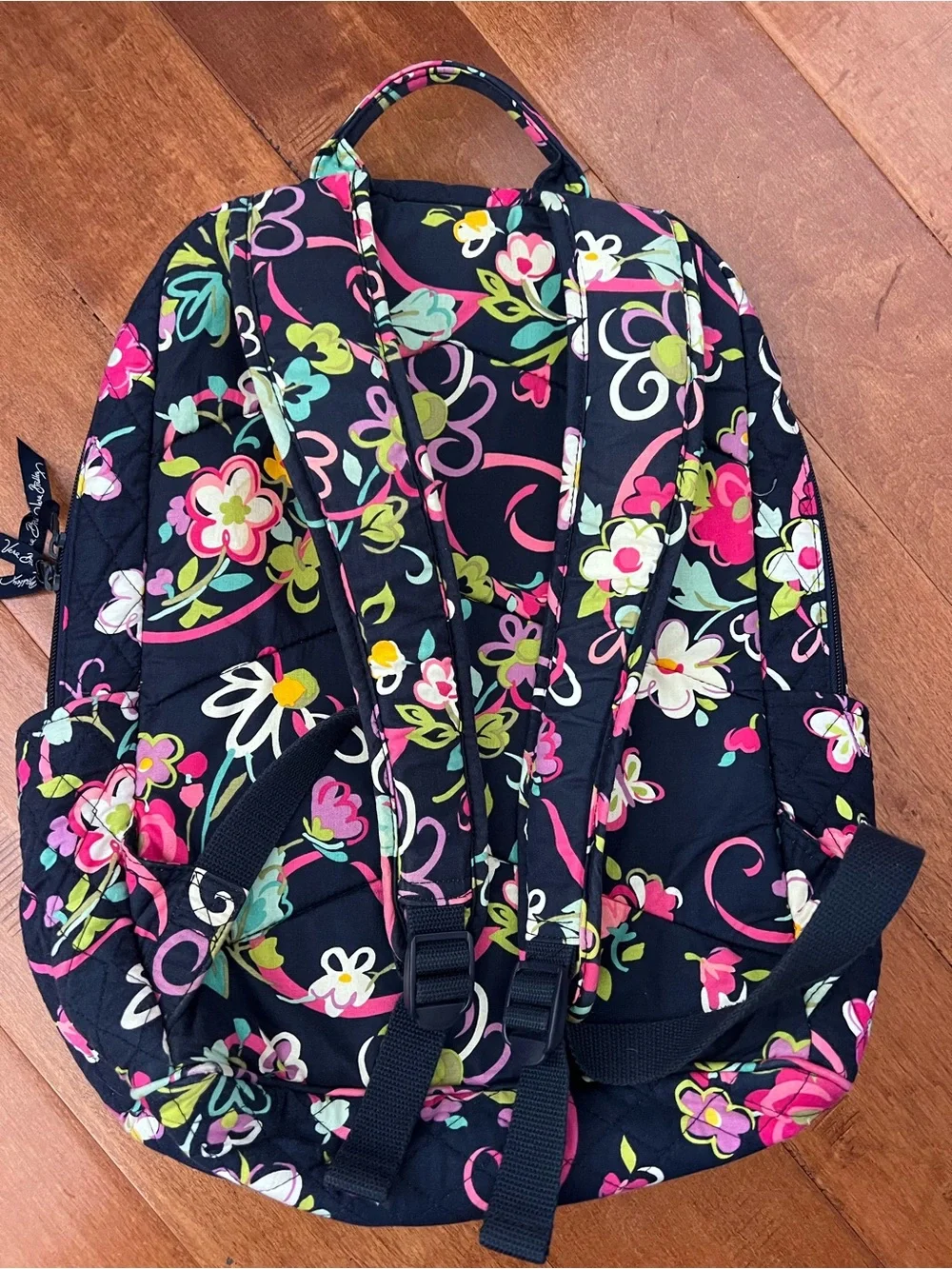 Vera Bradley Floral Quilted Navy Backpack -Ribbons